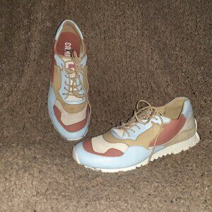 CAMPER--Nothing-Colorblock Sneaker-Blue/Brick/Tan Leather-Sz 38-Excellent